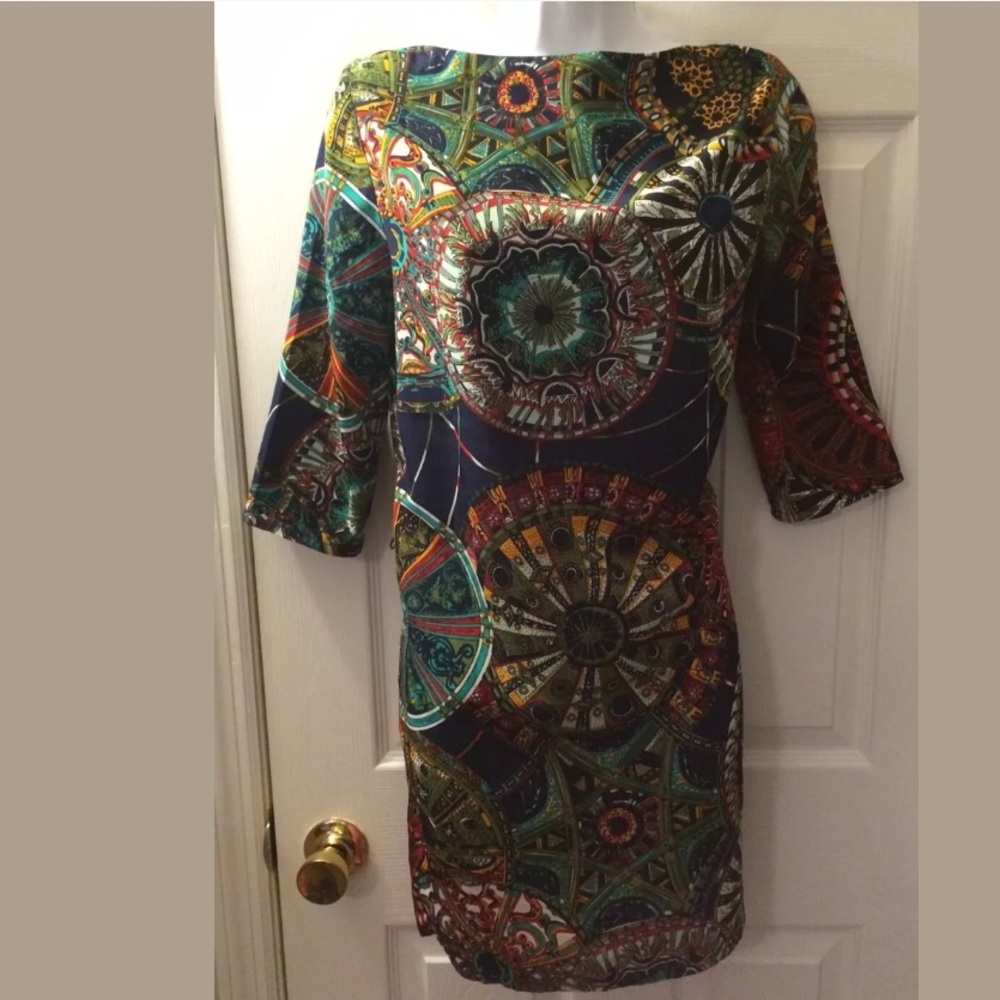 MADELYNN Geo Print Dress Mod Boatneck Swim Cover